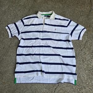 Vtg 90s POLO RALPH LAUREN Horse Logo Colorblock Stripe Padded Rugby Shirt XXL